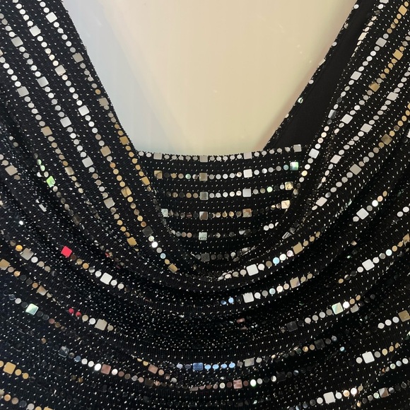 R&M Richards Black Sequin Bodice Sleeveless Long Evening Dress Sexy Party Sz 12 - Picture 5 of 10